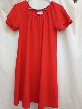 Madewell Red Short Flutter-Sleeve Mini Dress